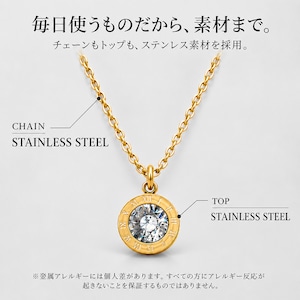 ストーンローマナンバーネックレス ゴールド
