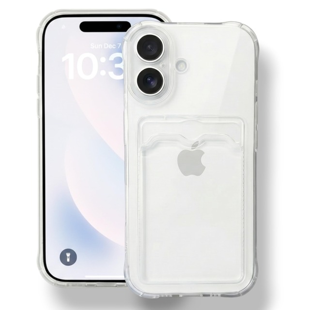 GAVXINHE iPhone17用ケース クリア カード収納 耐衝撃 四隅強化 薄型 軽量 レンズ保護 黄変防止 トレカ ICカード対応 定期入れ