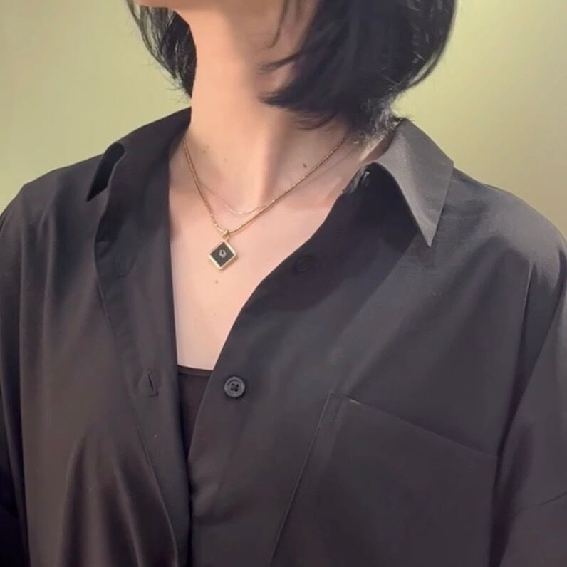Christian Dior】1900 DIOR ディオール ブラックスクエア ネックレス