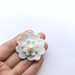 〈再入荷〉パール付お花モチーフレース（白）