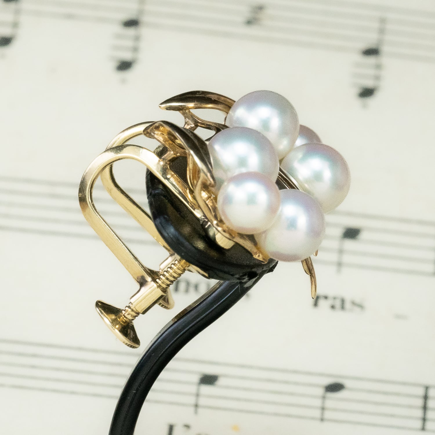 ミキモト MIKIMOTO K14 あこや真珠 パール イヤリング 3粒