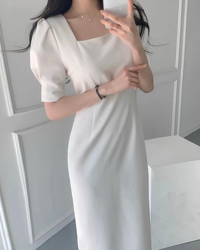 square neck long onepiece