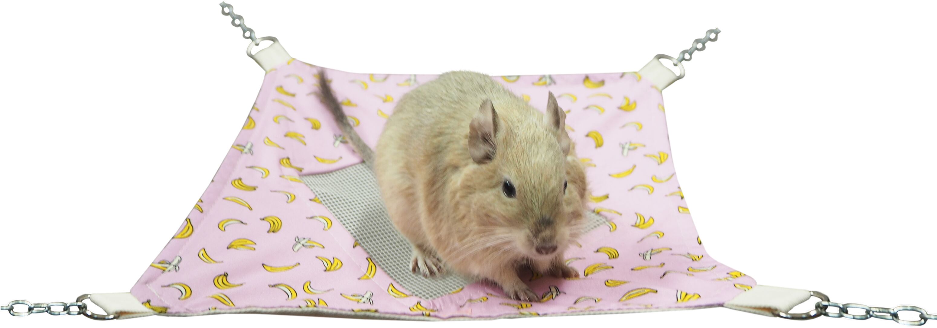 【小動物用品】ミニメッシュハンモック バナナ ピンク