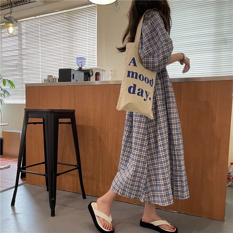 スタイルスタンダードブルーホワイトロングスカート サマードレス レトロ 夏物 ドラファッションホール71894718468