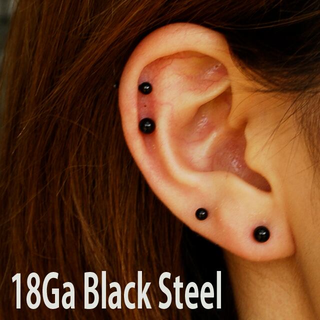 ブラックボールピアス 片耳用 片耳】 つけっぱなし ブラック ジュエル セカンドピアス 日本製 純