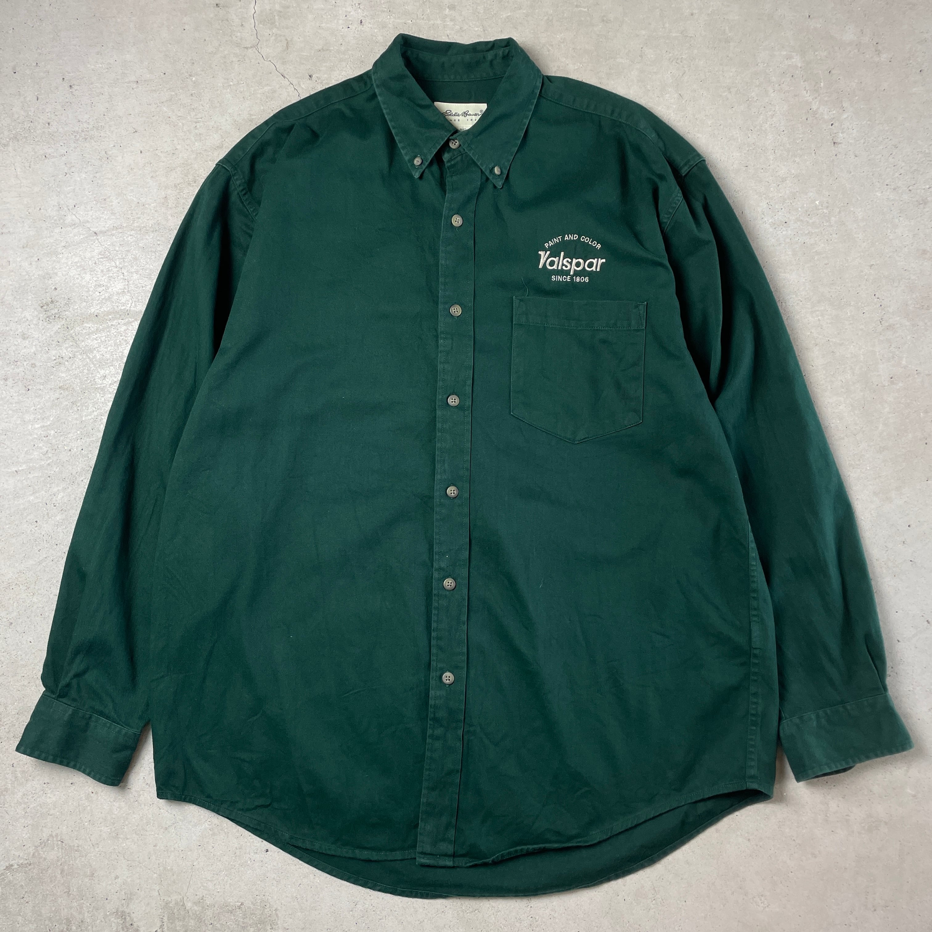 90〜00年代 EDDIE BAUER エディーバウアー 企業ロゴ刺繍 長袖 ボタン 