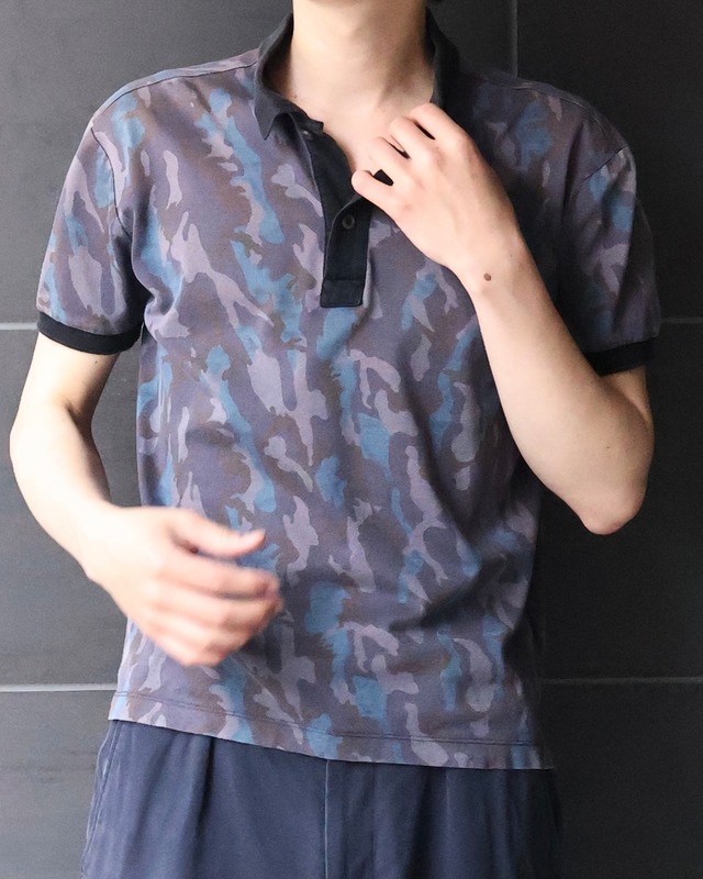 【prada】compact camouflage polo top