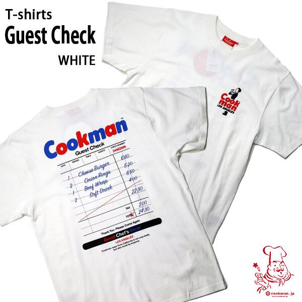 Cookman T-shirts Guest Check White クックマン Tシャツ ゲストチェック ホワイト UNISEX 男女兼用 アメリカ