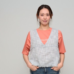 【夏のプラスワン】  サマーツイード・フリンジベスト  ‐ LER-2627 オフ系 ‐