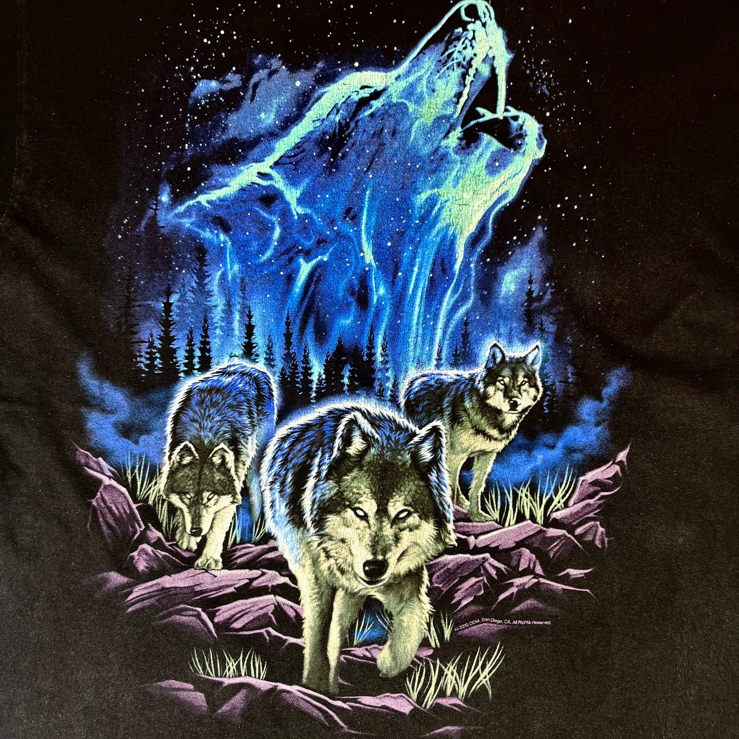 ☆DOM アニマル ウルフ プリント Tシャツ メンズ Lサイズ 狼