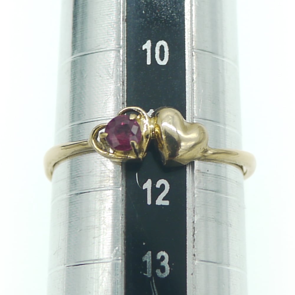K18 ルビー ハートデザインリング 18金 指輪 11号 Y02891