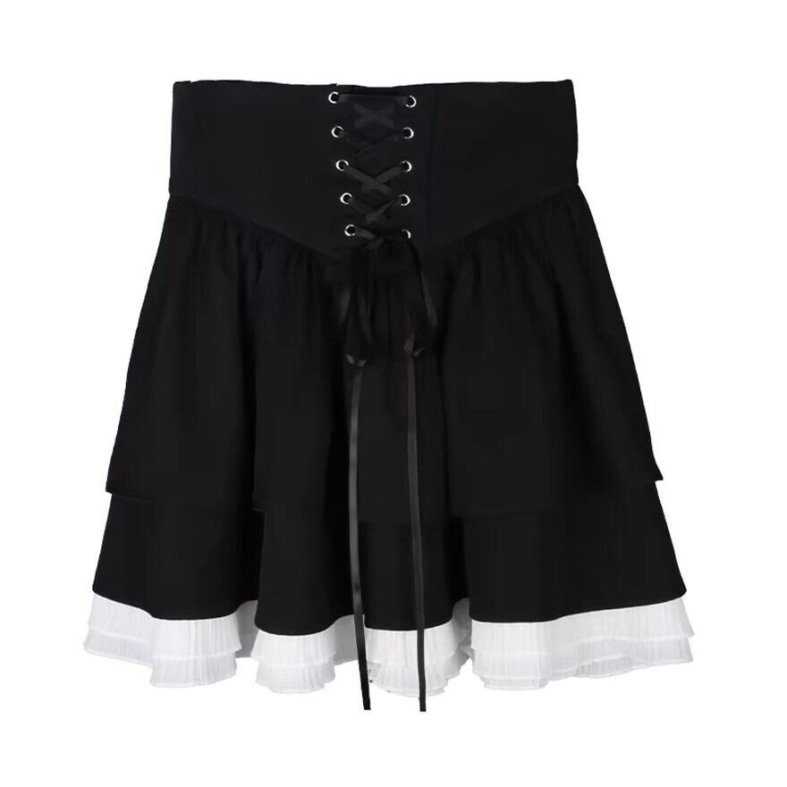 セットアップ セーラー風 半袖 ブラウス ミニスカート フリル レース