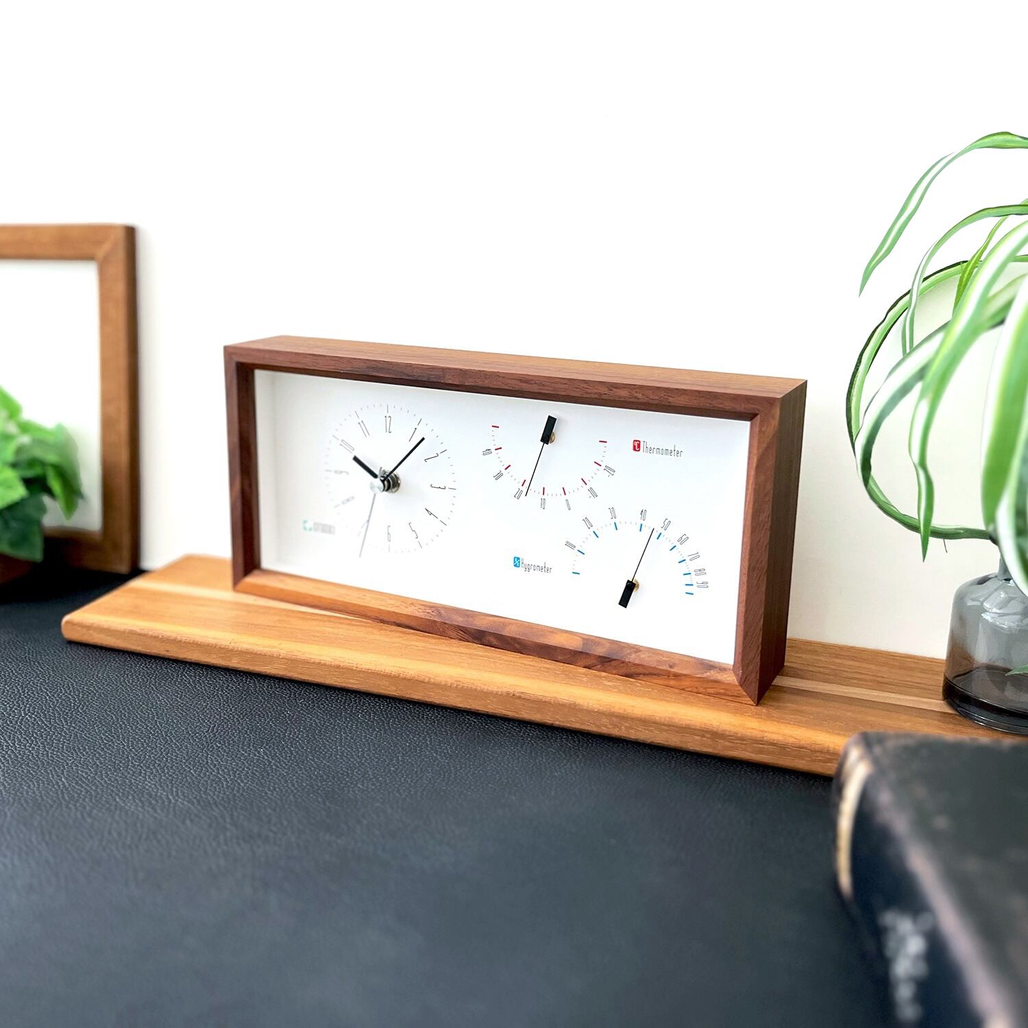 KATOMOKU Thermo clock ウォールナット km-152WA 温度湿度計器付き