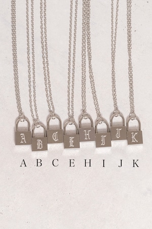 padlock old initial necklace / SILVER