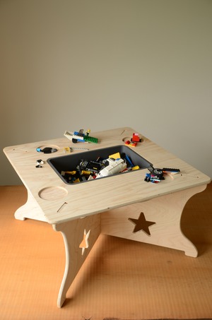 キッズプレイテーブル(天板付き）組み立て　キッズ 収納 お片付け 知育玩具 レゴ ブロック