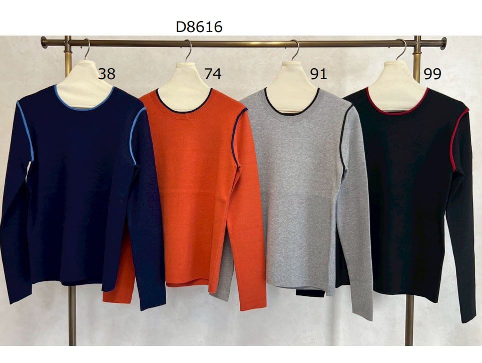 D8616　配色ニット