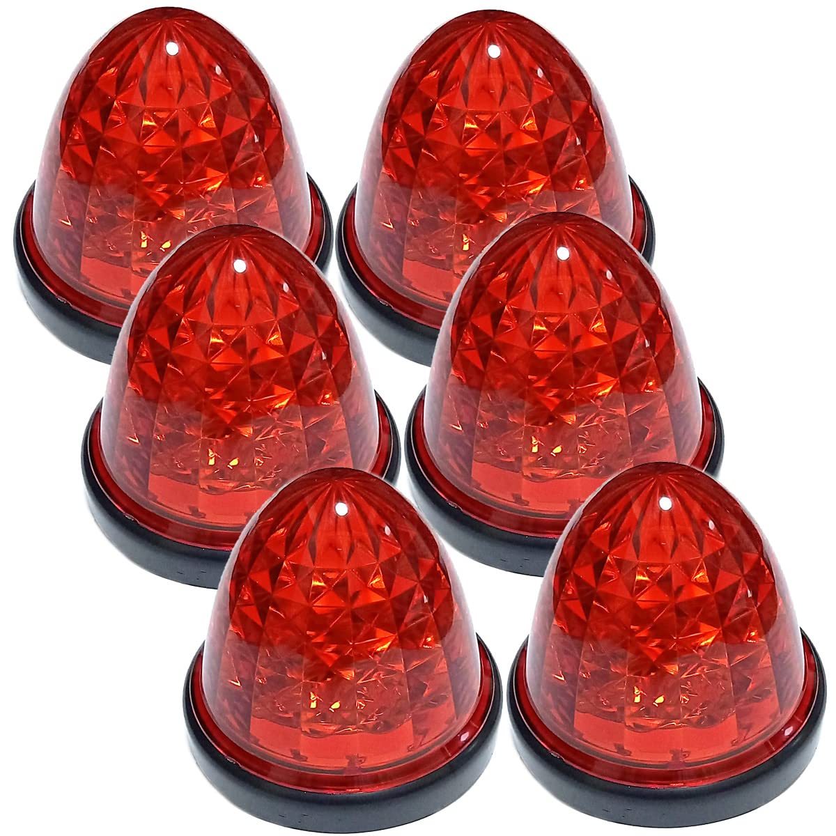 Customize(カスタマイズ) 24V トラック用 LED マーカーランプ サイド マーカー クリスタルカット仕様 16LED 汎用 イエロー/レッド/ホワイト/アンバー 各色 (6個, イエロー)