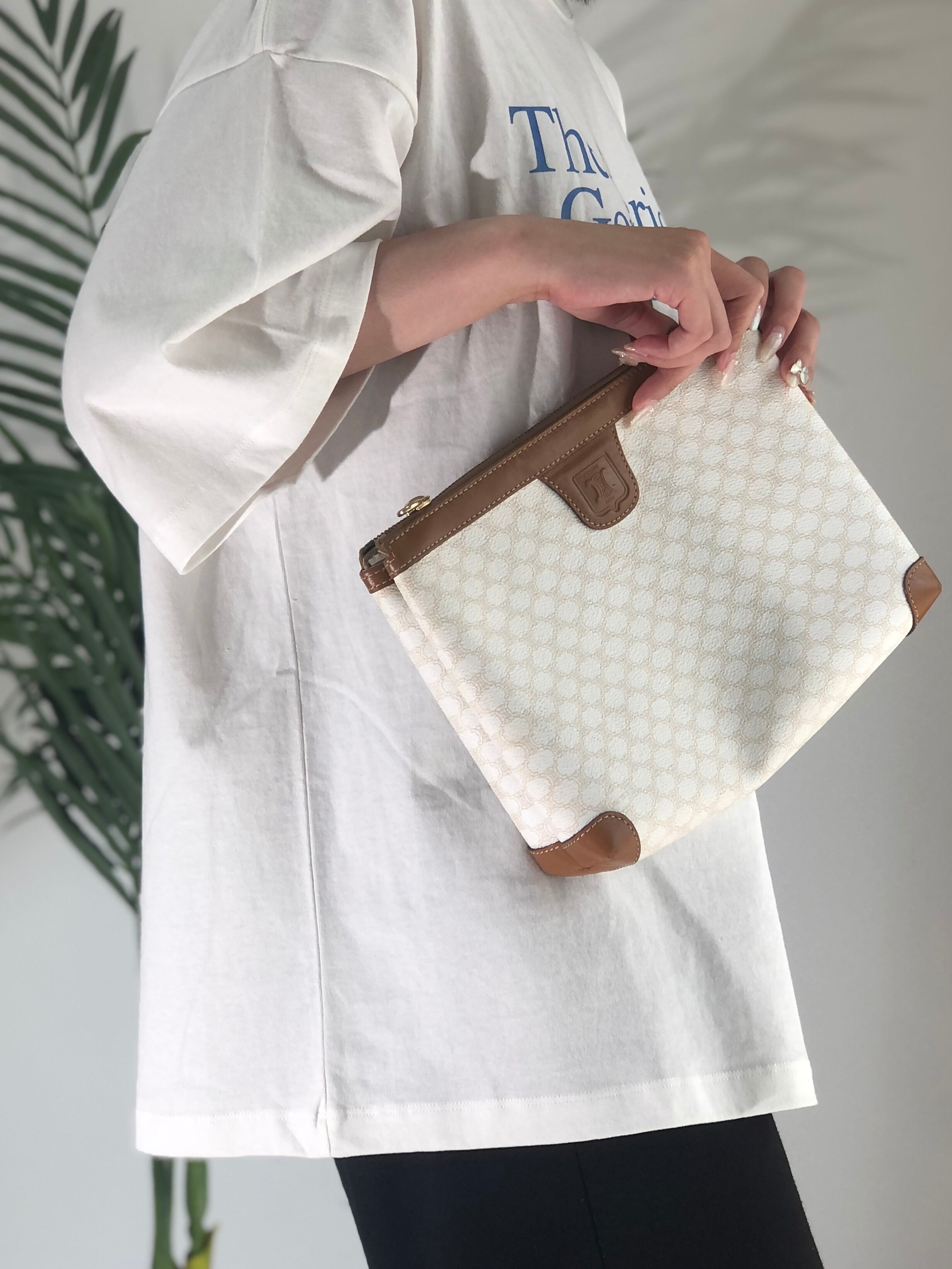 CELINE セリーヌ マカダム ブラゾン型押し PVC レザー クラッチバッグ