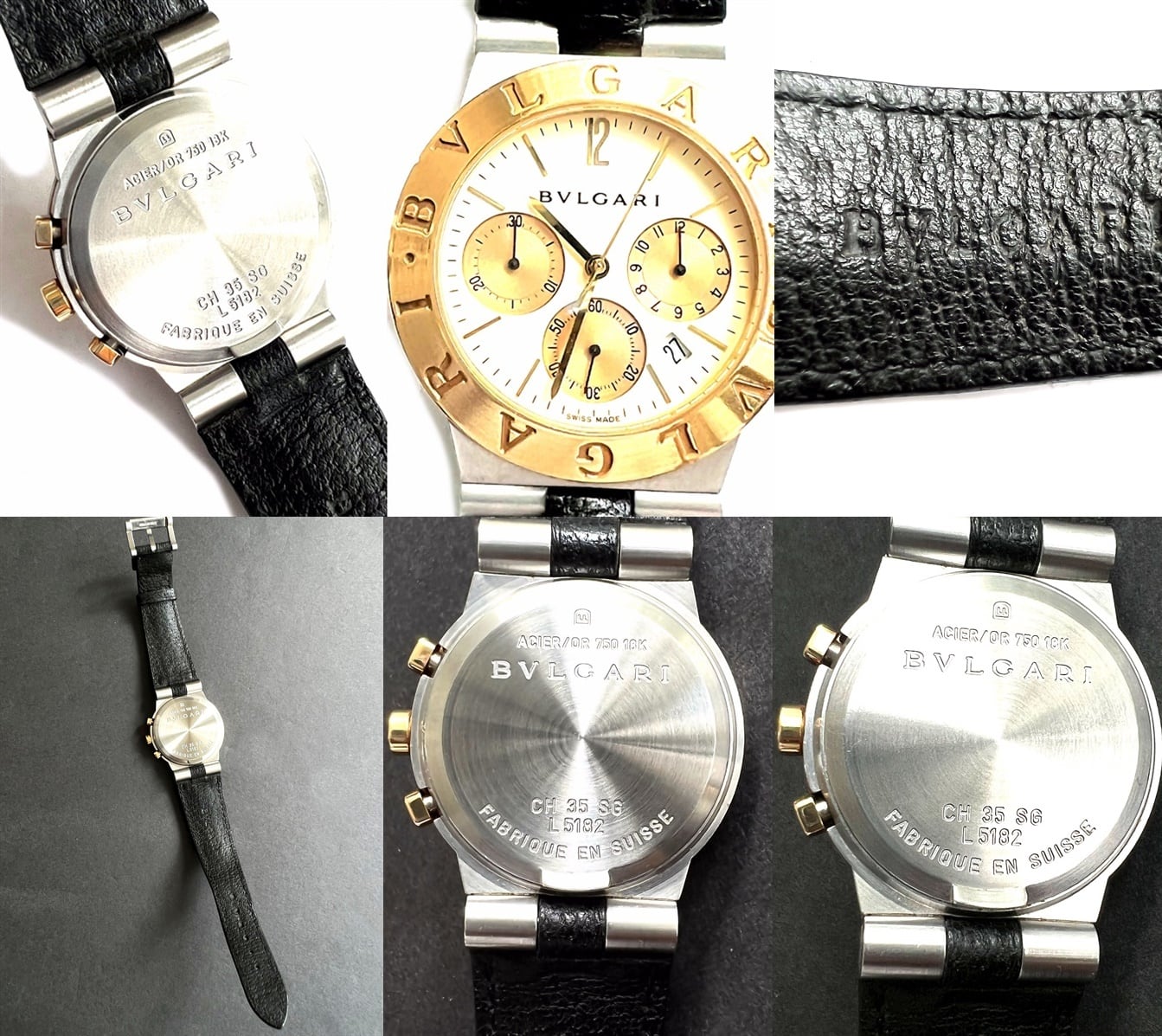 BVLGARI ブルガリ K18 YG ゴールド コンビ ディアゴノ クロノグラフ
