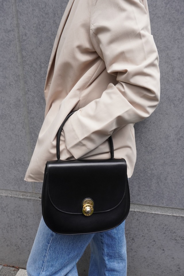 CELINE セリーヌ ハンドバッグ ブラック スターボール レザー トップハンドル vintage ヴィンテージ オールド idde2j