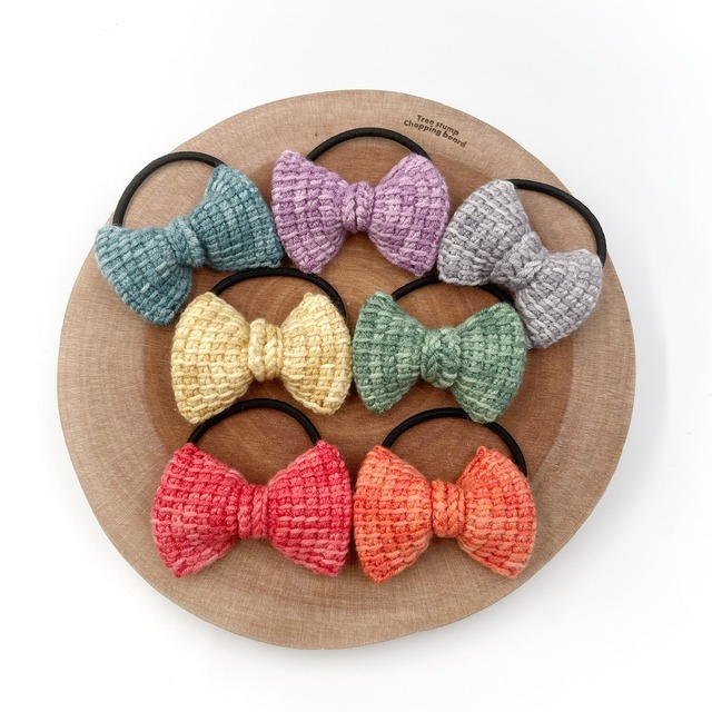 SALE☆段染めワッフルリボンのヘアゴム/