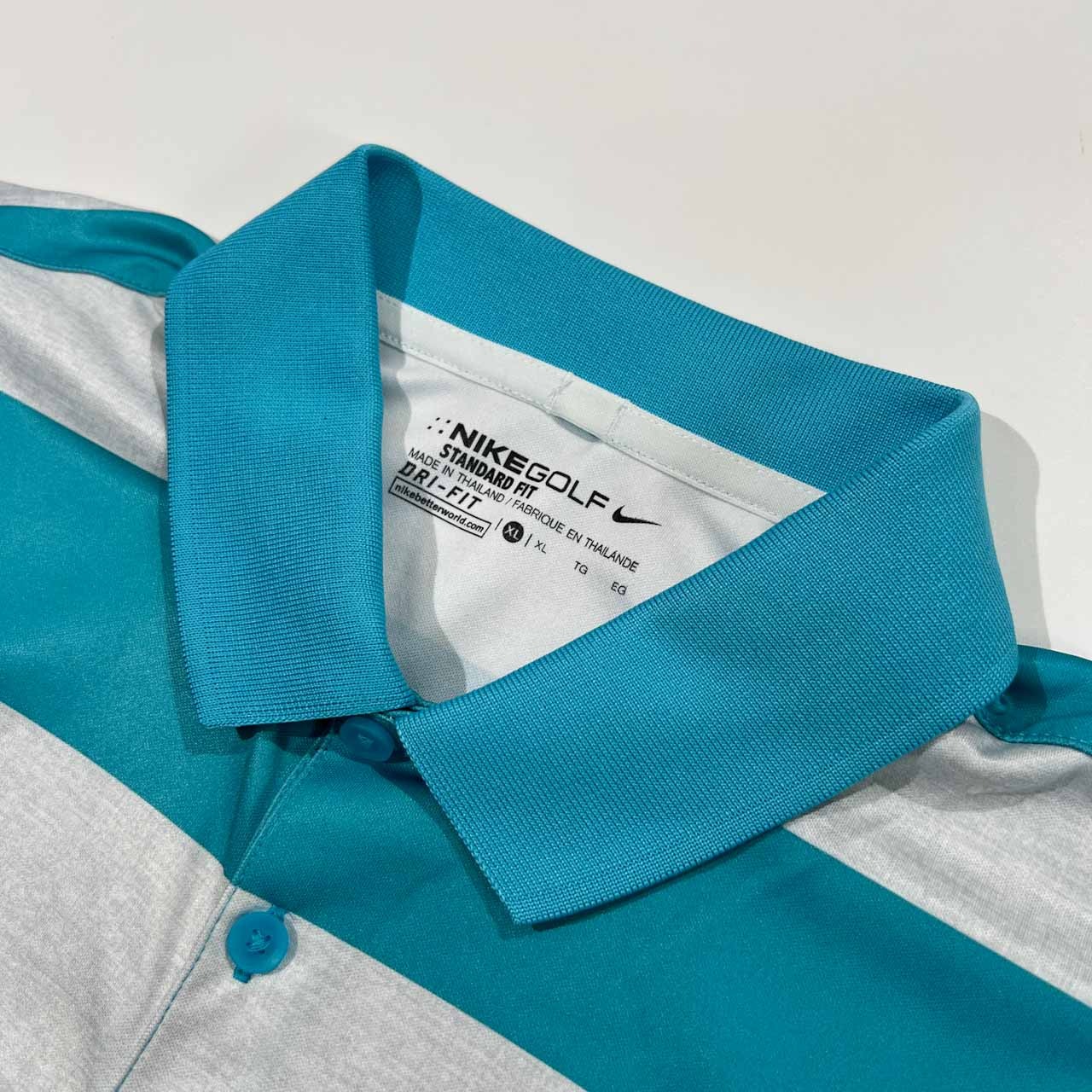 NIKE GOLF ナイキ ゴルフ ボーダー柄 半袖 ドライ ポロシャツ サイズ XL /水色ブルー系/メンズ/スポーツ
