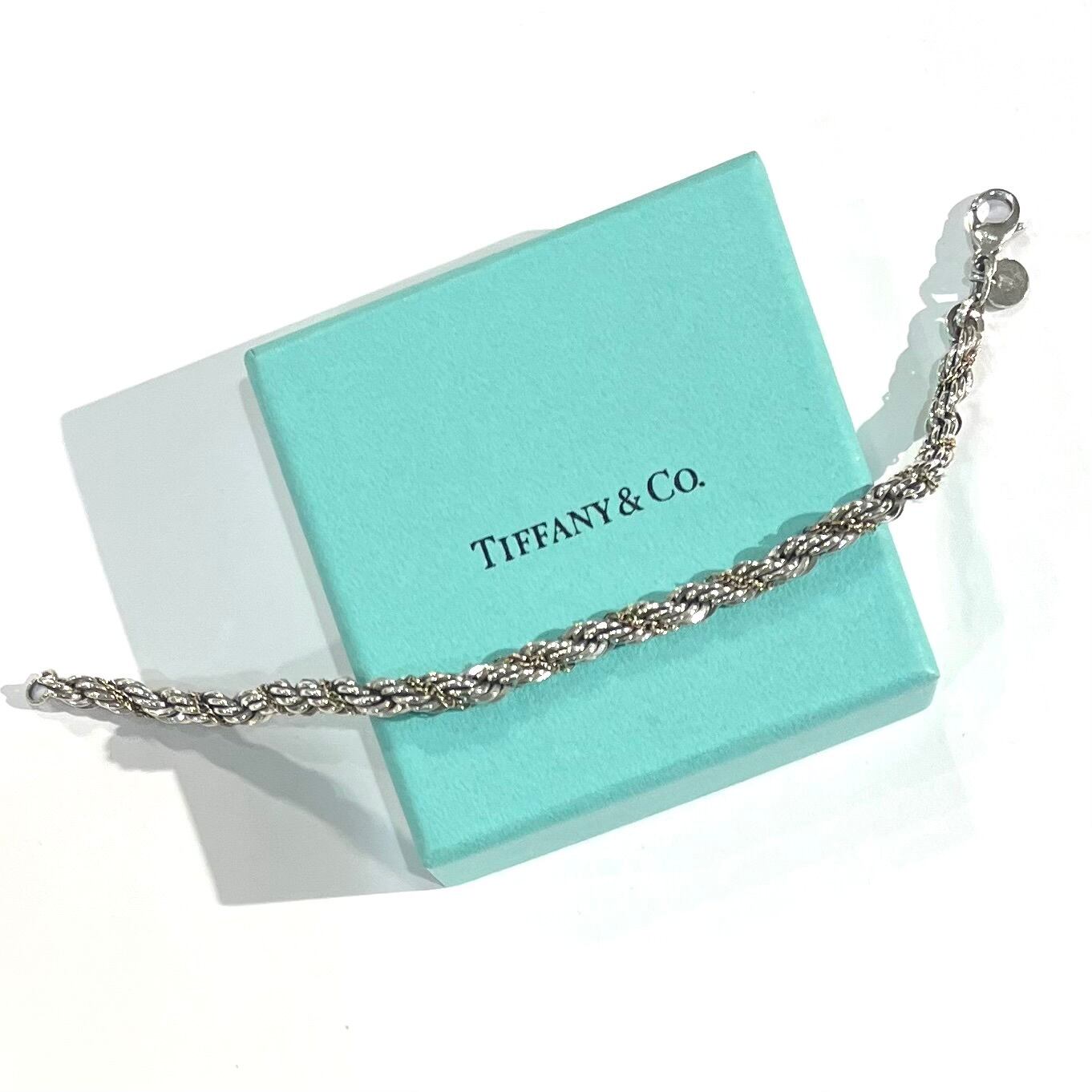 TIFFANY & CO.】2971 silver925×14K ツイストスクリューチェーン