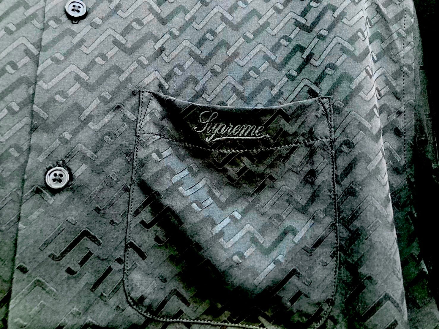 Supreme TONAL MONOGRAM SILK SS SHIRT BLACK SMALL 67400 | BRAND 