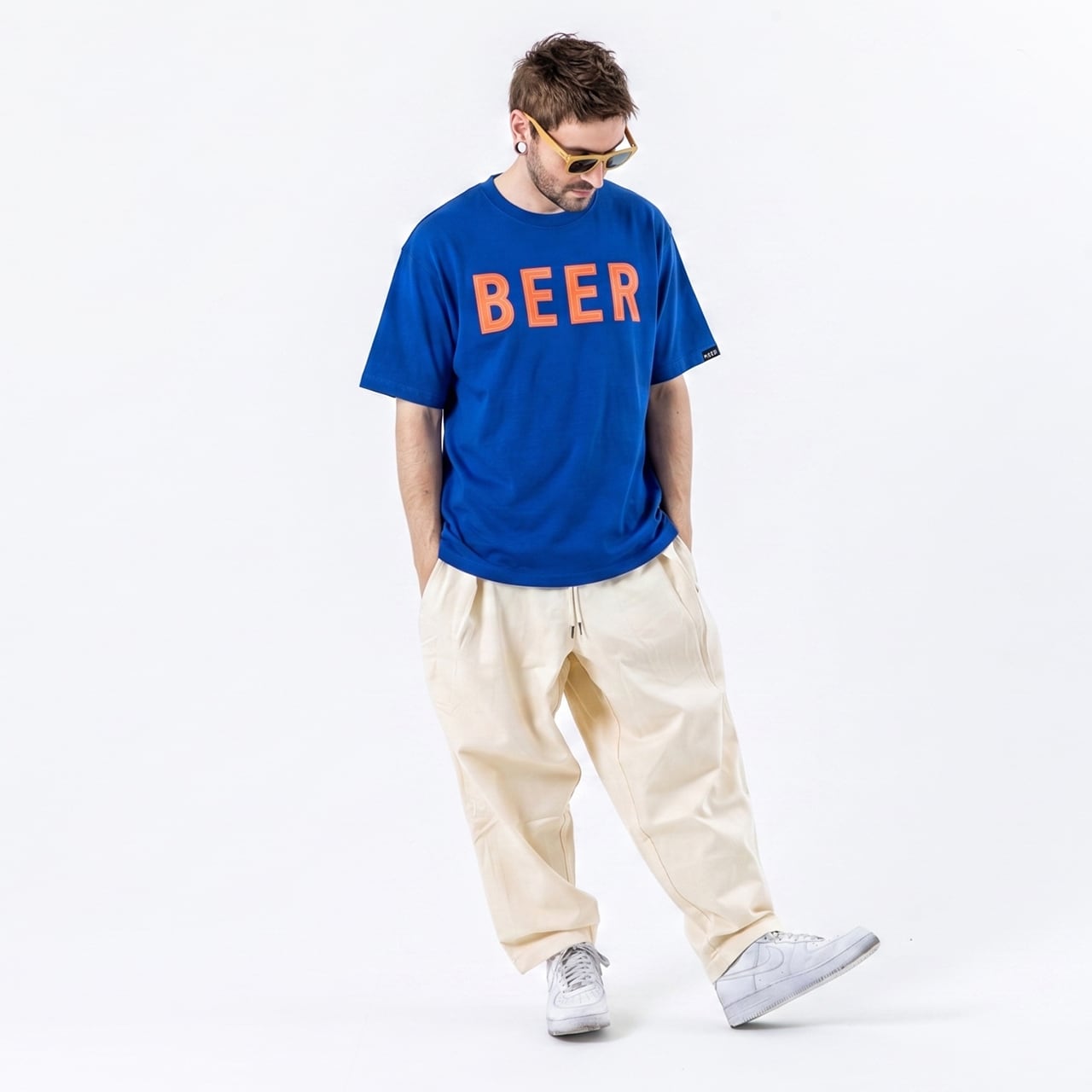 BEER アップリケロゴT NYKカラー（ブルー×オレンジ） | BEER