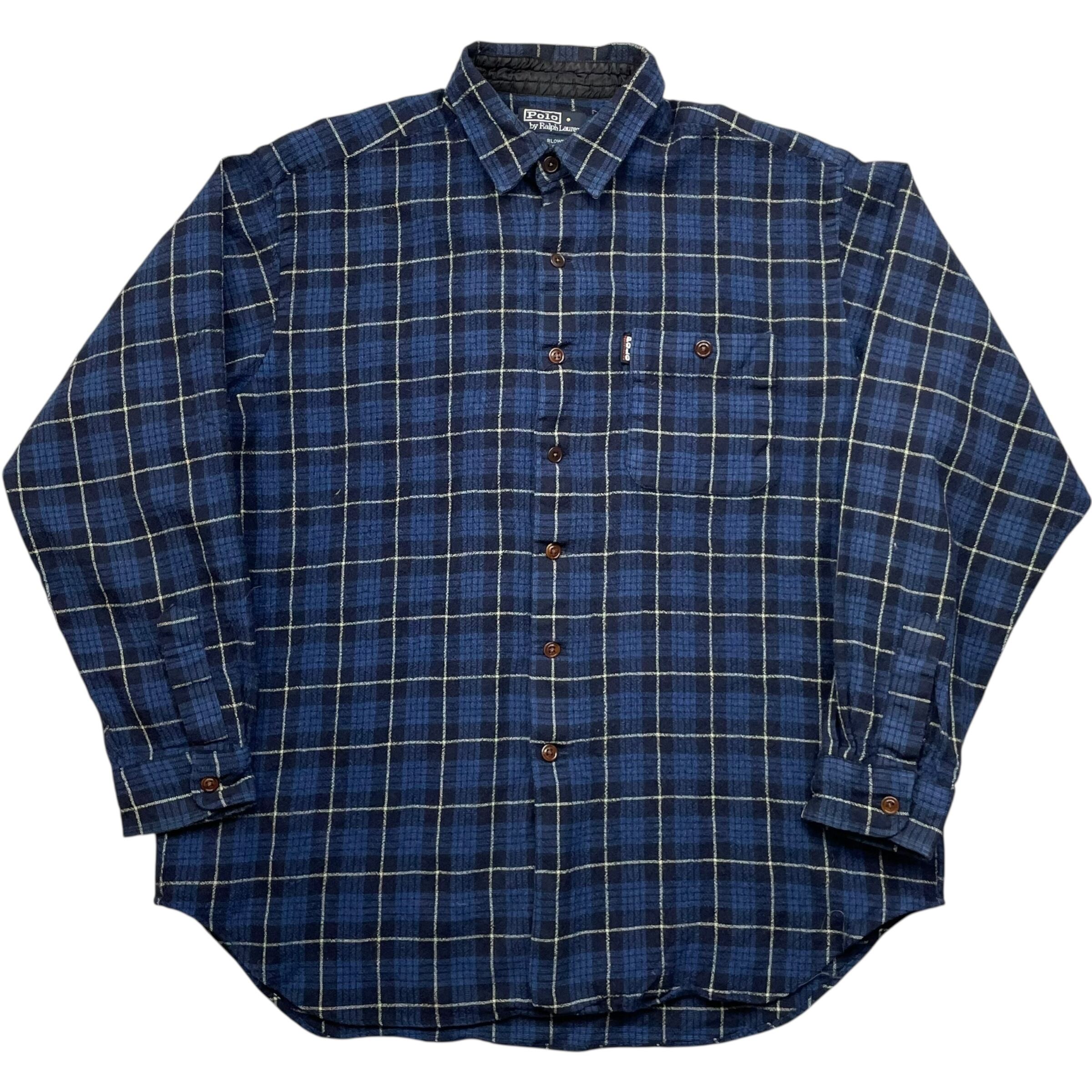 《XL》 Polo by Ralph Lauren ポロバイラルフローレン BARLOWE ウールシャツ チェックシャツ 長袖シャツ ブルー no.8817