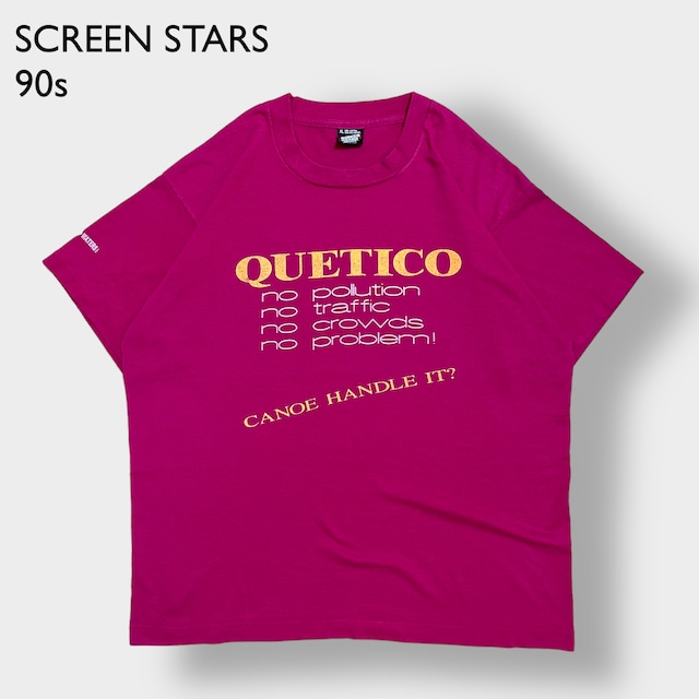 【SCREEN STARS】90s USA製 プリント Tシャツ シングルステッチ XL ビッグサイズ 袖プリント ヴィンテージ ビビットカラー スクリーンスターズ US古着