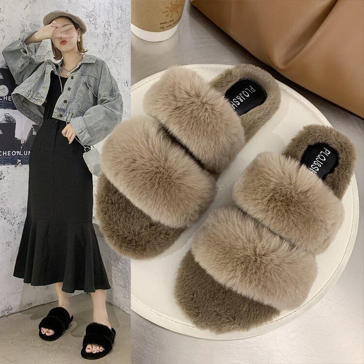 【新作】【送料無料】 スリッパレディースアウターウェア2020夏の新しいファッションワイルドネットレッドインタイドオープントゥ厚底ファースリッパ-アリババ ミュール 靴 シューズ サマー 夏物 10b648561234603