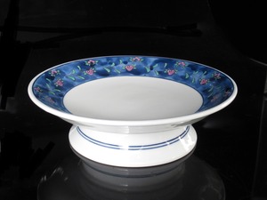 有田焼USED　花濃23cm高台皿(金子)　ret2454