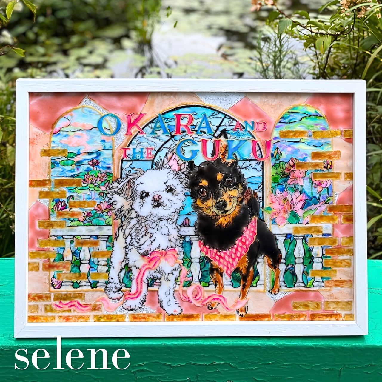 A4サイズ 似顔絵オーダー 透明のステンドグラス風アート | selene