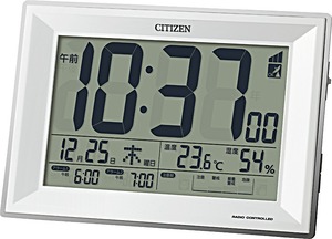 【数量限り】リズム(RHYTHM) シチズン 目覚まし時計 電波時計 温度計・湿度計付き 白 117x173x57mm CITIZEN パルデジットワイドDL 8RZ151-003