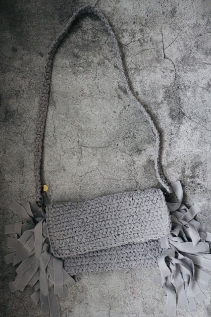 バッグ KAWAMURA MIKI BAG Gray KAWAMURA MIKI ラウンドフリンジバッグ（L）グレー2トーン - copse