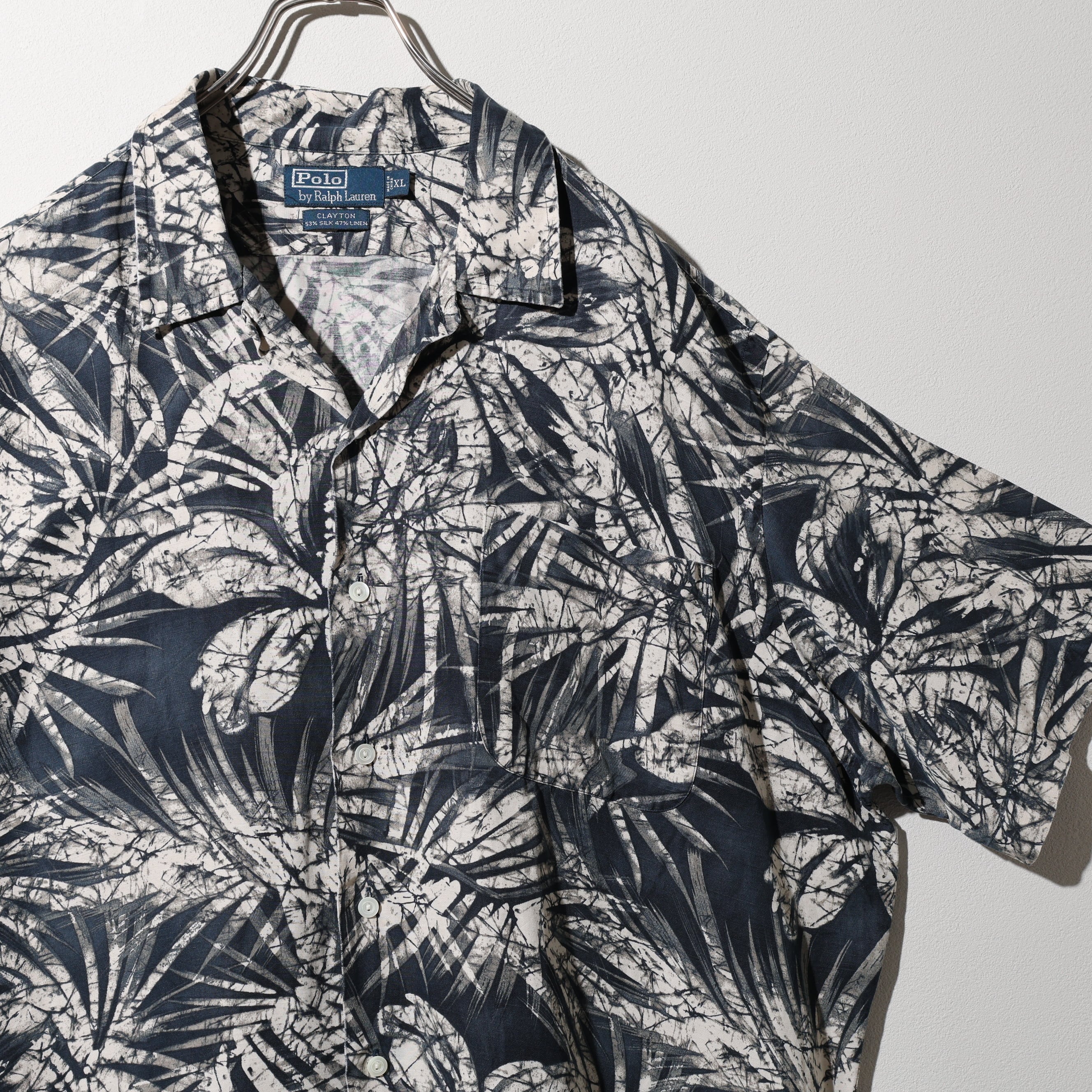 美品 L 釣り柄 Vintage Camp ポロラルフローレン 半袖開襟シャツ polo