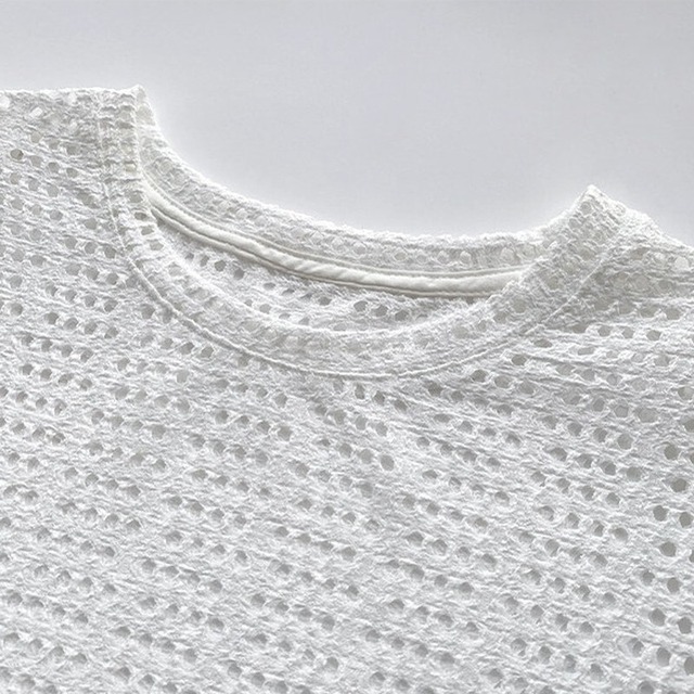 asymmetrical mesh pullover 10947