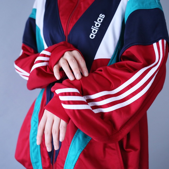 "90's adidas" multi switching loose silhouette track jacket