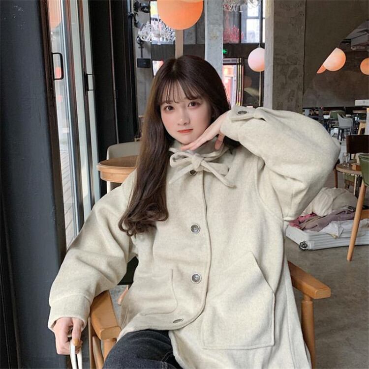 高品質新入庫!韓国ファッション/蝶結び/パッド入りコットン/ロングセクション/チェスターコート/2 WAY