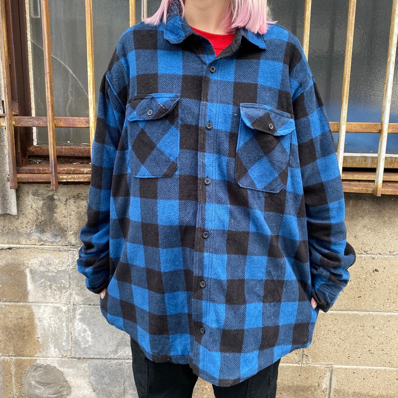 Wrangler ラングラー フリース 長袖シャツ メンズXL 古着 チェック 