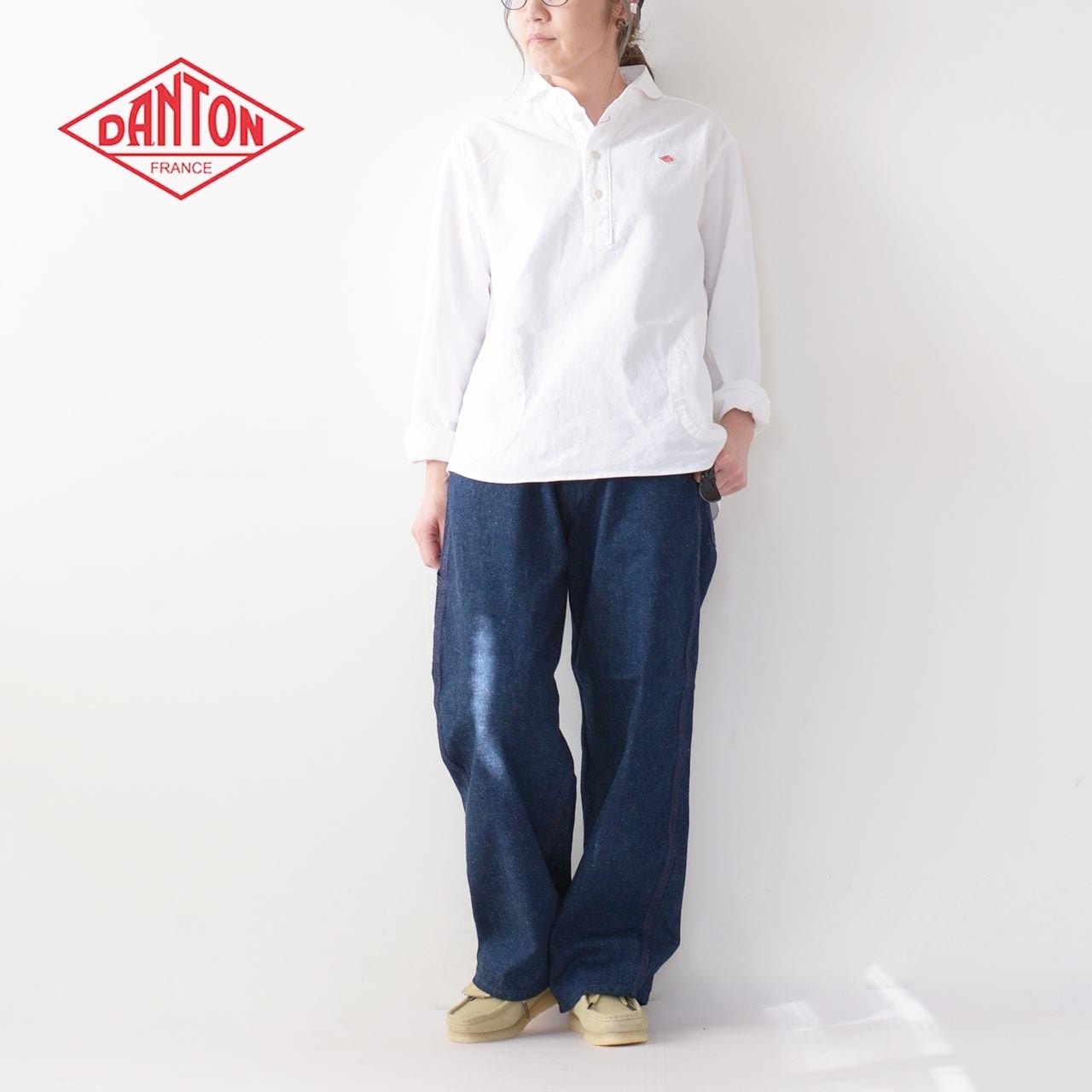 DANTON [ダントン] W OXFORD ROUND COLLAR PULLOVER SHIRT PLAIN [DT 
