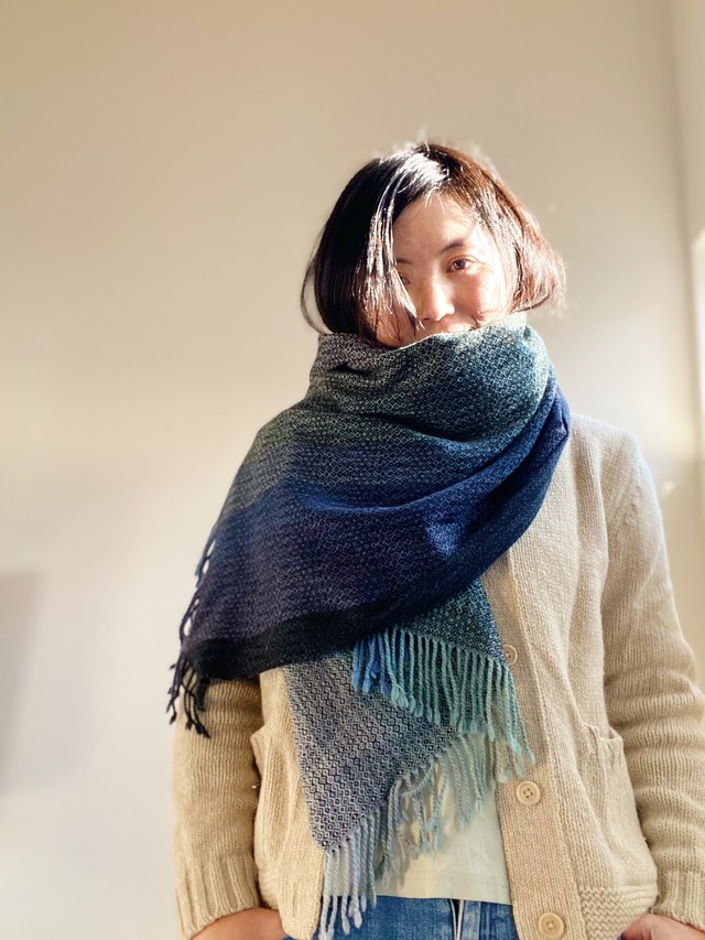 Hand-woven Lamb's Wool scarf  /Galaxy  #05
