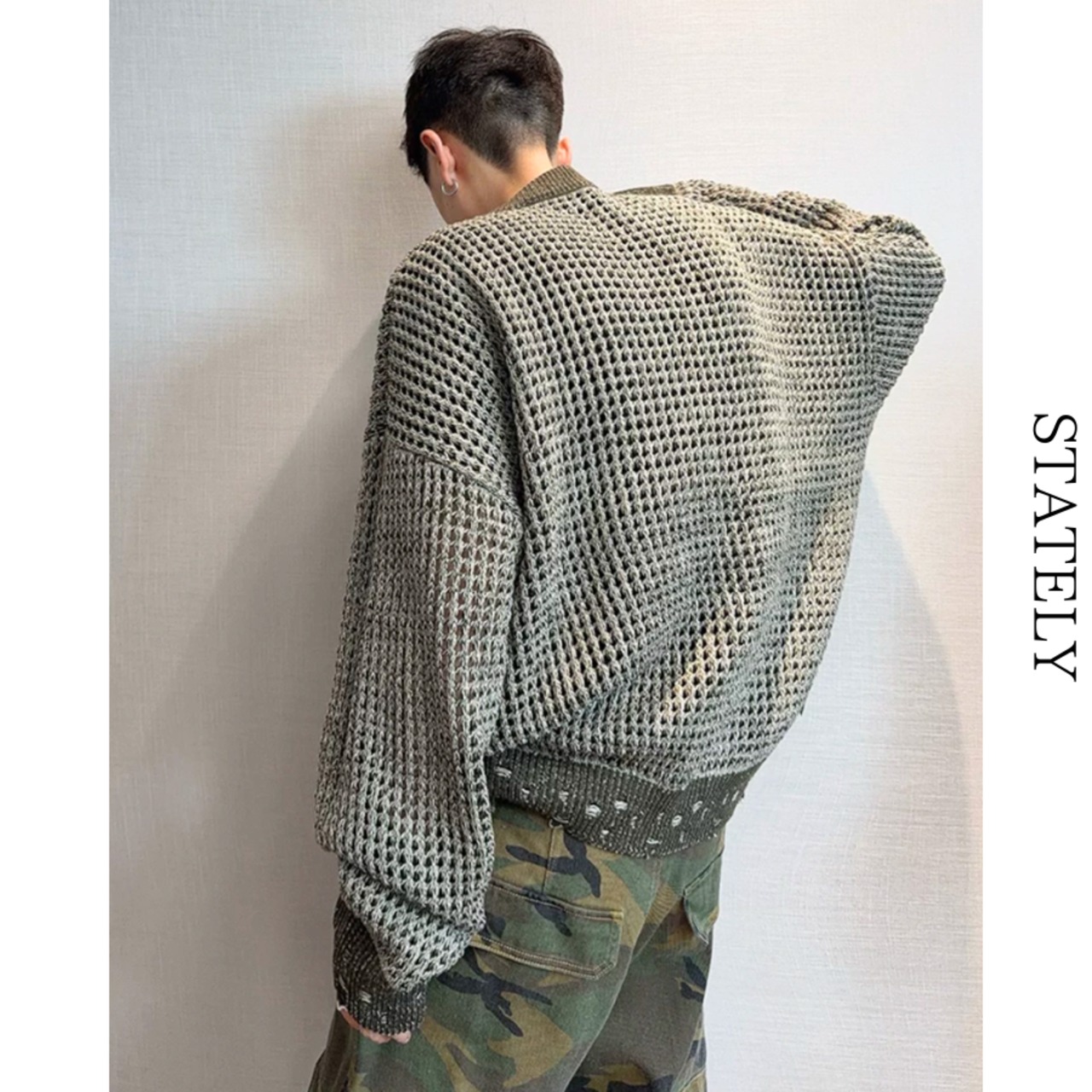 Distressed Mesh オーバーニット_T02・画像4