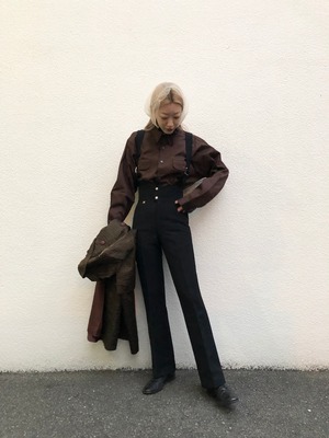 70's brown work shirts -deadstock-