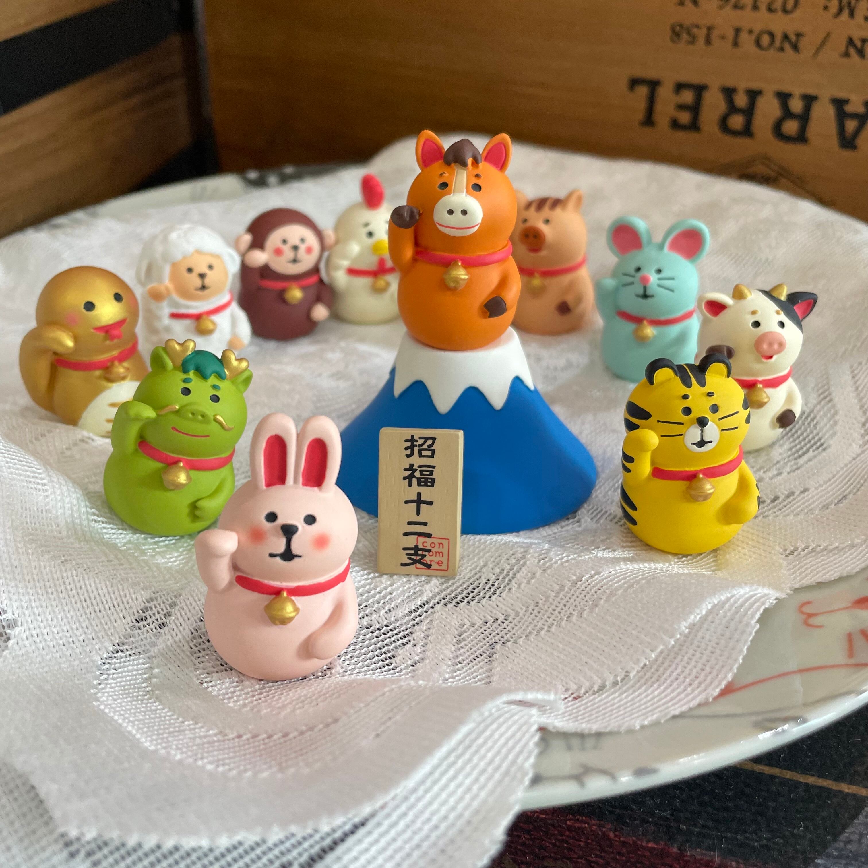concombre|コンコンブル|招福十二支セット| 猫雑貨 ねこ ネコ ディスプレイ 収集癖 コレクション