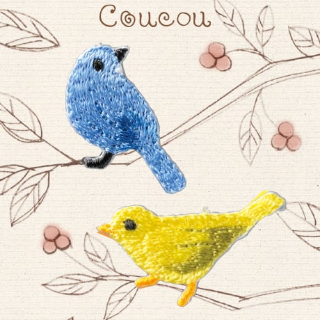 プペ刺繍ワッペン 青い小鳥と黄色い小鳥 2羽×3セット アイロン接着 幸せデリバリー（ギフト・結婚式アイテム・手芸用品の通販）