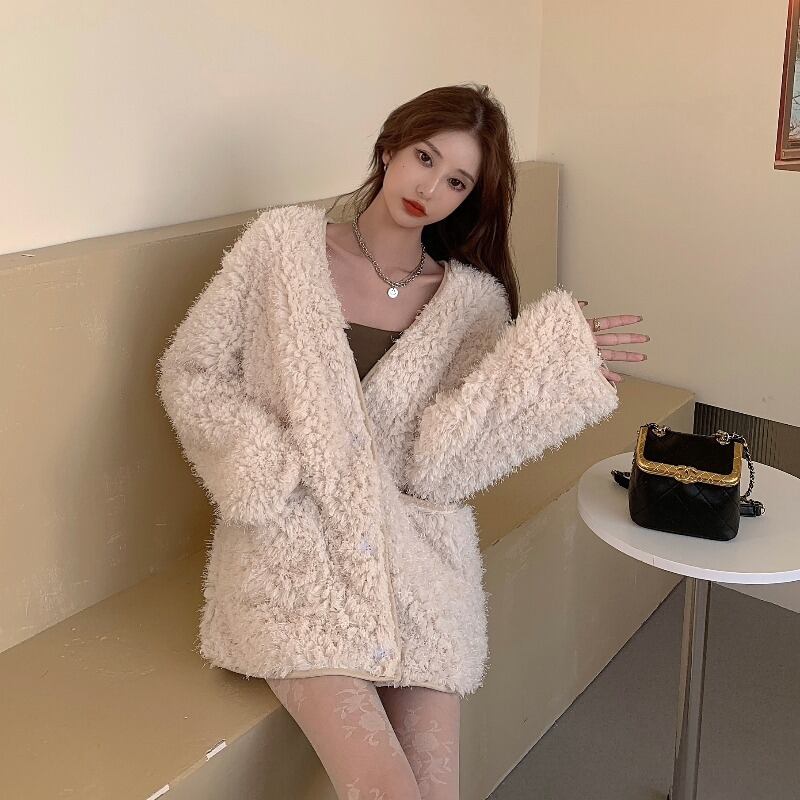 ウールコート カジュアルルーズスタイルジャケット オータムウィンター 秋物 冬物 ブラックストロベリース60171331179