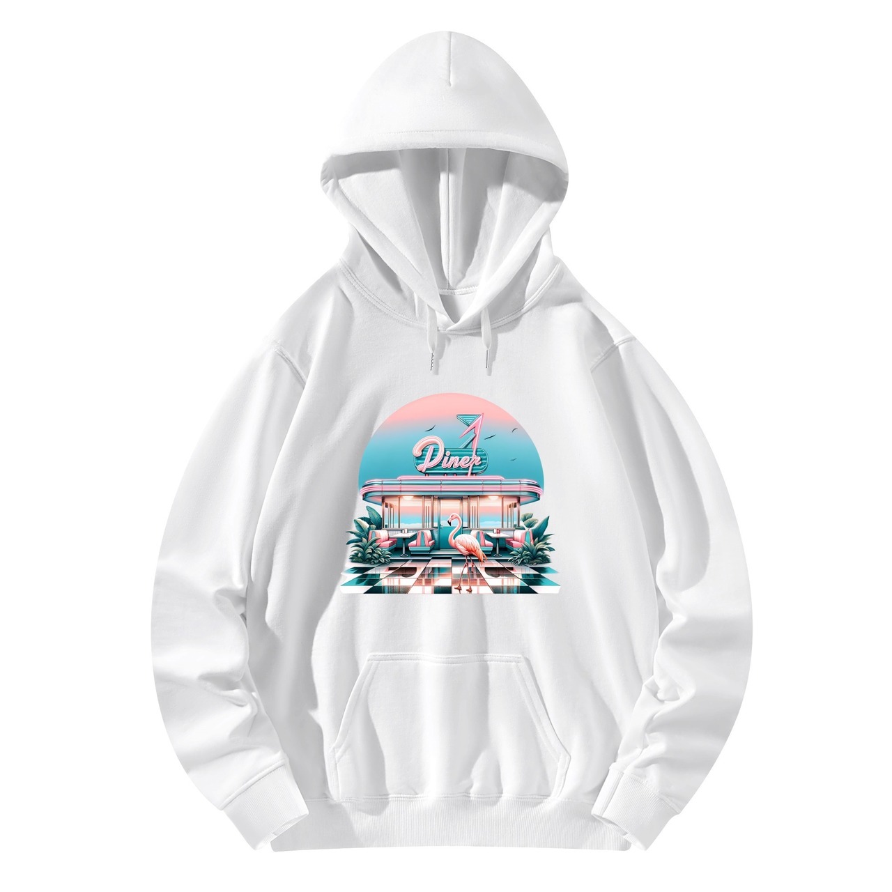 Unisex Front & Back Printing Cotton Hoodie Retro 4607