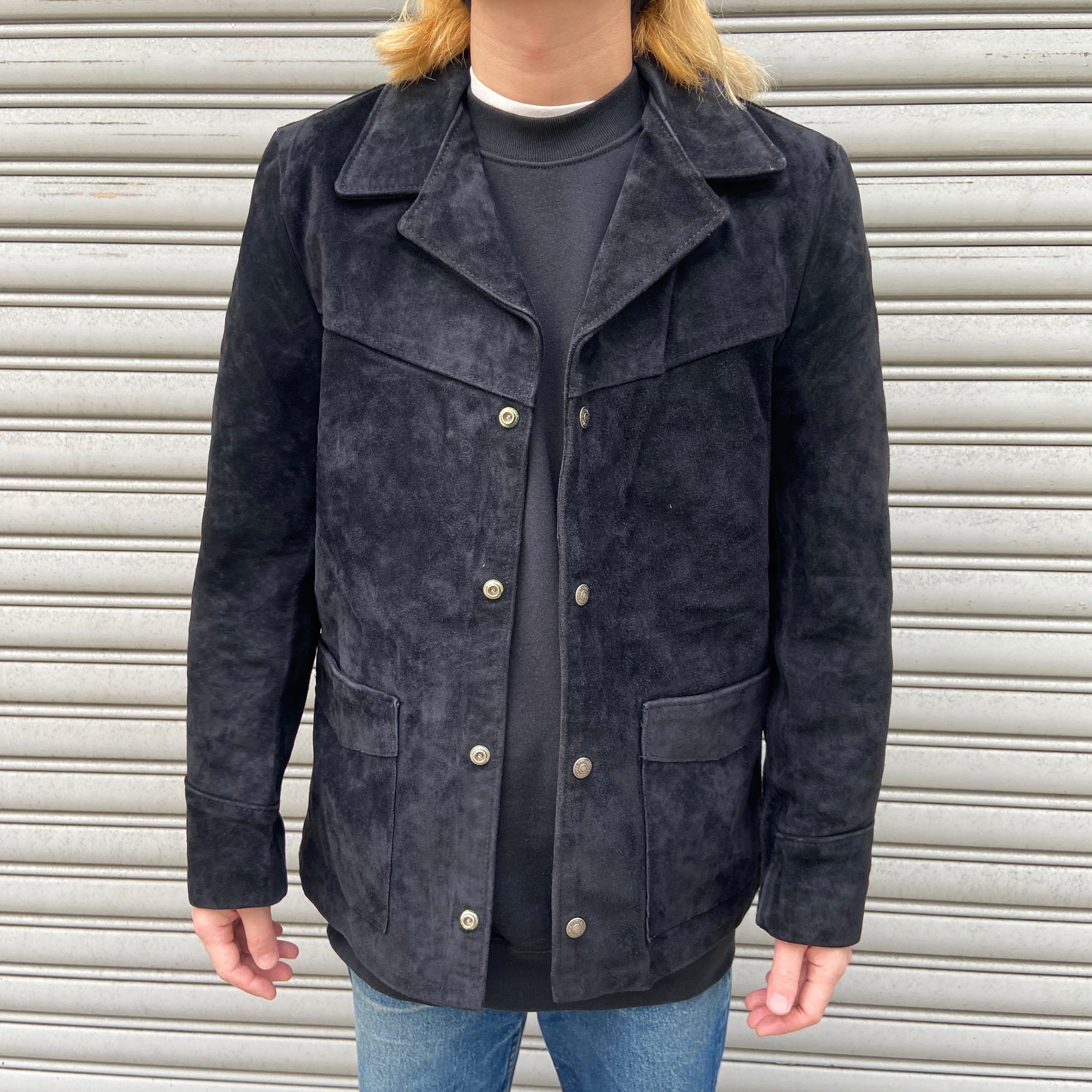 送料無料』Schott スエードレザージャケット 黒 38 ハーフコート 